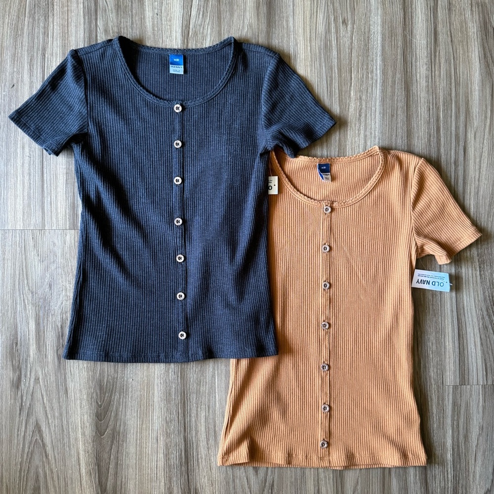 NEW Old Navy Ribbed Short Sleeve Shirt Set Girls M 8